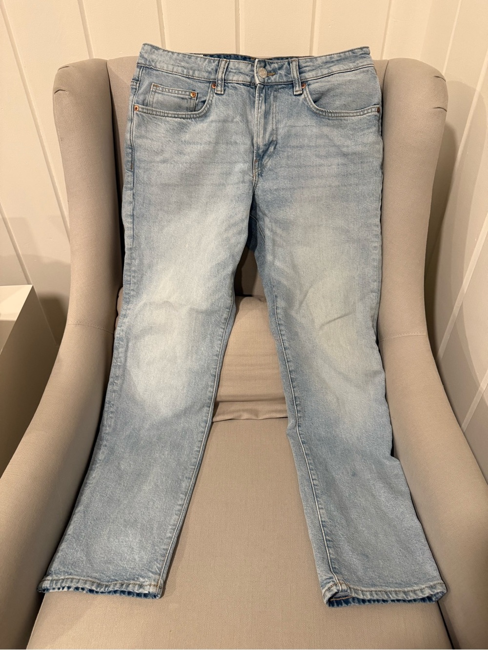 H&M Light Wash Blue Straight Regular Fit Jeans 32 x 32 99% Cotton